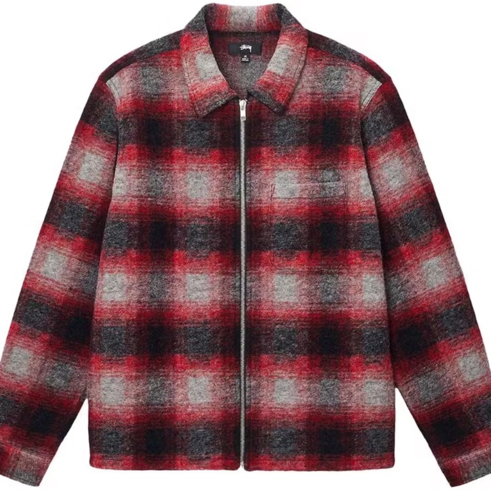 Men’s Stussy Plaid-Print wool jacket.